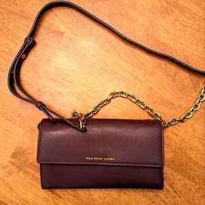 Polo Ralph Lauren purple wallet with shoulder strap